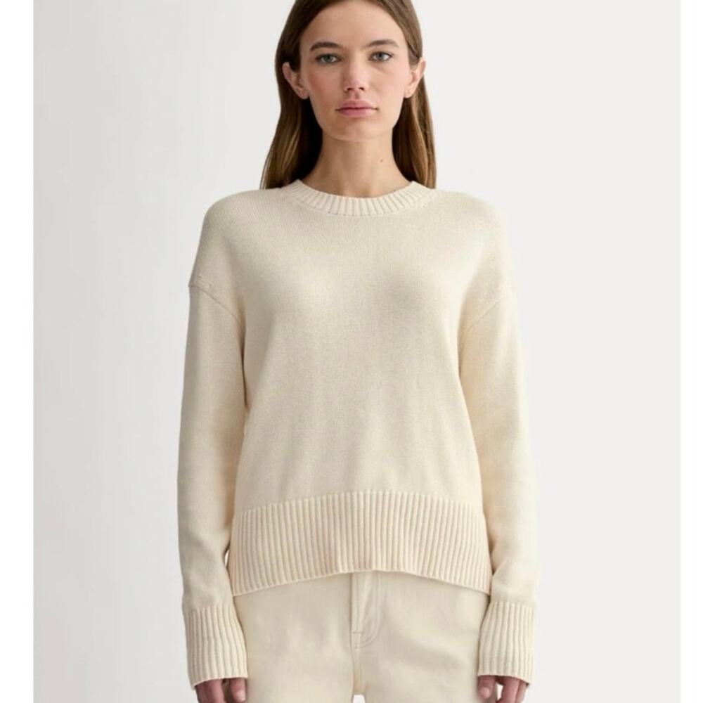 Everlane THE BOXY SWEATER IN EVERYDAY COTTON Color Canvas Size L NWT!